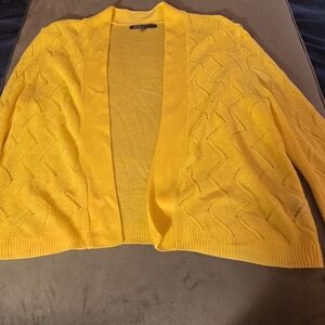 89th & Madison Yellow Textured Knit Cardigan